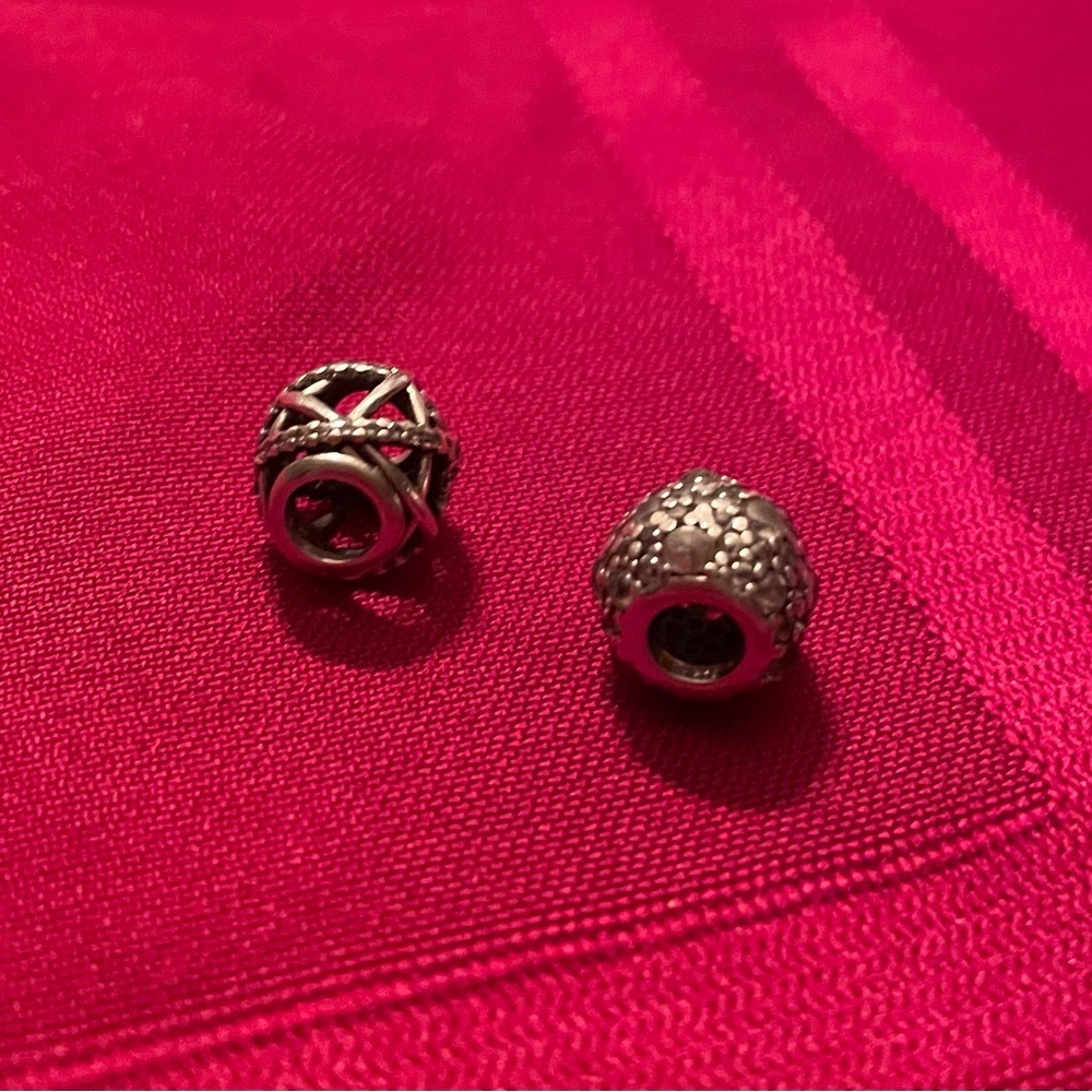 Set of  (2) Authentic Vintage Pandora Silver Bracelet Beads